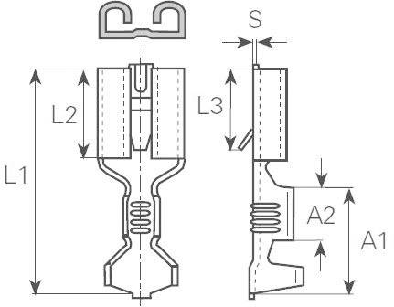 Lapos csúszósaru hüvely 6,3 x 0,8 mm, szigeteletlen, fém, Vogt Verbindungstechnik 3832d.67 2. kép