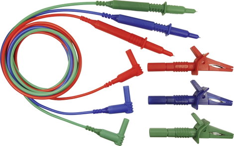 Multiméter mérőkábel, szigetelt mérőzsinór készlet, 4mm-es banándugóval, 3db krokodilcsipesszel 1.5