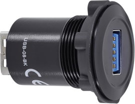 Beépíthető USB aljzat, USB 3.0 aljzat A, USB 3.0 aljzat A, fekete, Tru Components USB-08-BK