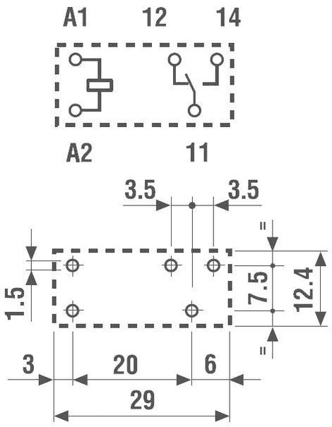 Nyák teljesítményrelé, 1W 24VDC 12A 40.31.7.024.1020 3. kép