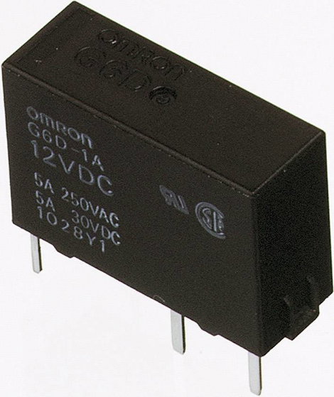Omron 24V/DC teljesítményrelé, 1 záró, 5A/250V/AC, G6D-1A-ASI 24DC