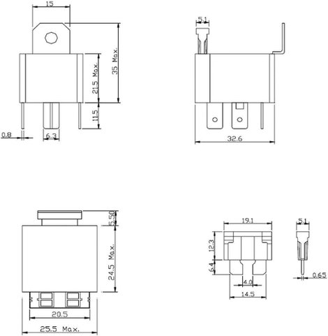 Autó relé biztosítékkal, 1xbe, 30A, FIC FRC5BA-DC12V 2. kép