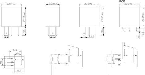 Autó relé, 1Xát 25A(NO) FRC7C-S-DC12V 3. kép