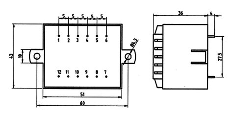 Transzformátor 10,0VA 230V / 2X12V / 417MA 2. kép