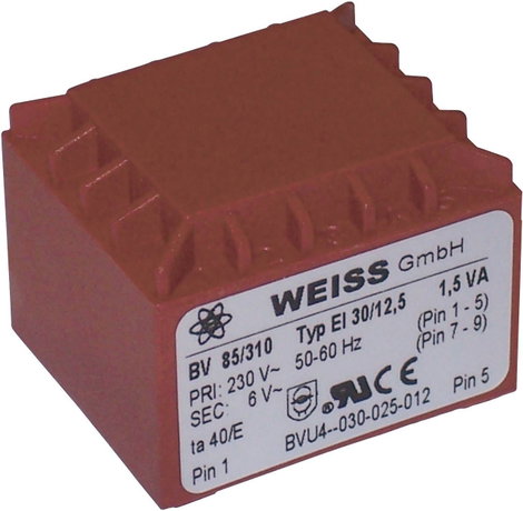 Transzformátor 1,5VA 230V / 24V / 63MA