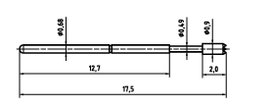 Mérőhegy, rugóérintkezős mérőtüske PTR 1007-C-0.7N-AU-0.9C
