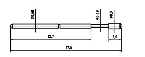 Mérőhegy, rugóérintkezős mérőtüske PTR 1007-C-0.7N-AU-0.9C