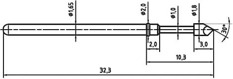 Mérőhegy, rugóérintkezős mérőtüske PTR 2021-H-1.5N-RH-1.8