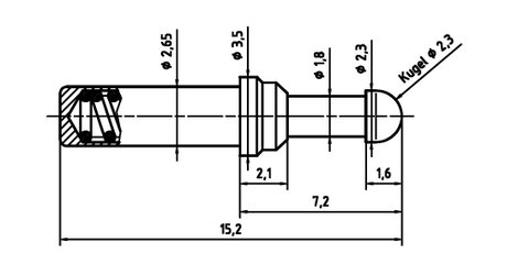 Mérőhegy, rugóérintkezős mérőtüske PTR 5110/S.3-D-1.5N-AU-2.3M 3. kép