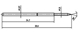 Mérőhegy, rugóérintkezős mérőtüske PTR 1025-B-1.5N-AU-1.0