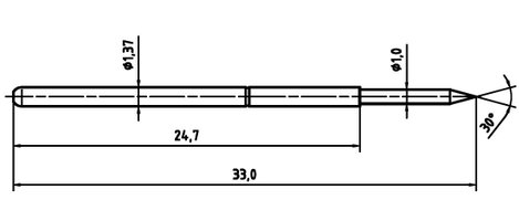 Mérőhegy, rugóérintkezős mérőtüske PTR 1025-B-1.5N-AU-1.0