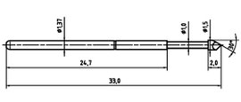 Mérőhegy, rugóérintkezős mérőtüske PTR 1025-H-1.5N-AU-1.5