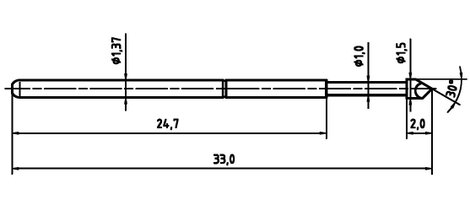 Mérőhegy, rugóérintkezős mérőtüske PTR 1025-H-1.5N-AU-1.5