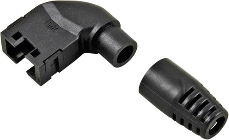 Törésgátló RJ45 csatlakozó dugóhoz, fekete, könyök, Hirose Electronic RJ45-KS90LR