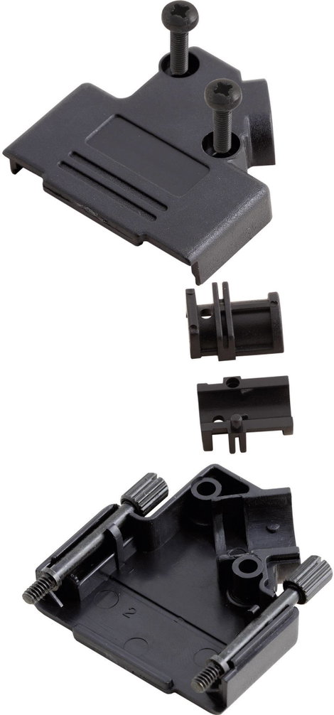 D-SUB doboz pólusszám: 9 műanyag 45 ° Fekete MH Connectors MHD45PPK-09-BK-K 1 db