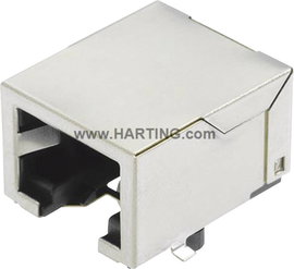 RJ45 hüvely közvetlen készülékbe szereléshez, beépíthető Pólusszám: 8 Han® 3 A RJ45 Hybrid ezüst Har