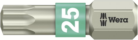 TORX® nemesacél bitek, 25 mm Wera 05071035001 T 25 6,3 mm (1/4) hatlapú DIN 3126-C 6,3, ISO 1173 Hos