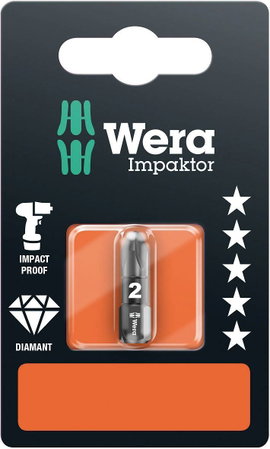 Wera 855/1 IMP DC 1 x PZ 2x25 Impaktor bit 05073921001 Pozidriv Hossz:25 mm