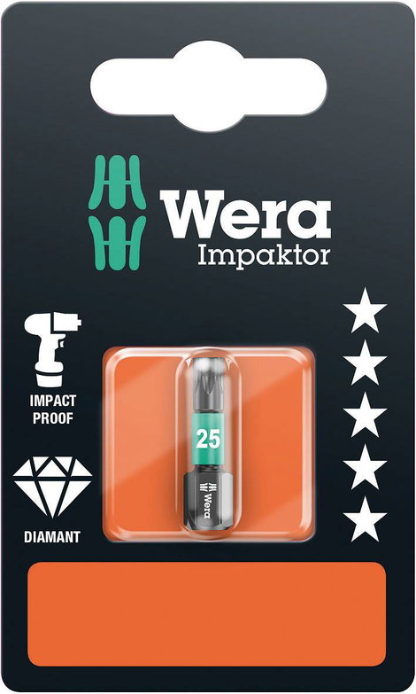 Gyémántbevonatos ötvözött szerszámacél Torx BIT T 25 Wera 867/1 IMP DC SB SiS 05073925001