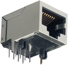 RJ45 SMD beépíthető csatlakozó aljzat, 8P8C, vízszintes, szürke, BKL Electronic