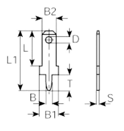 Dugaszoló csúszósaru, 2,8 mm / 0,8 mm 180° szigeteletlen, fémes Vogt Verbindungstechnik 3773a05.68 1 2. kép