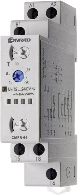 DIN sínes multifunkciós időkapcsoló relé 400V/16A, 1 áramkör, Conrad Components CMFR-66