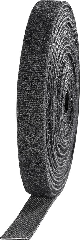 Tépőzár szalag, bolyhos és horgos fél, 3 m x 10 mm, 4 tekercs, fekete, Toolcraft KL10X3000C