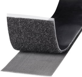 Öntapadós tépőzár készlet, bolyhos és horgos fél, extra erős, 1 m x 50 mm, fekete, 1 tekercs, TOOLCR
