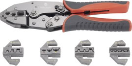 Racsnis krimpelő fogó sarukhoz, érintkezőkhöz, 5 db cserélhető betéttel Toolcraft 430461