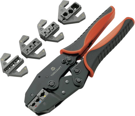 Racsnis krimpelő fogó sarukhoz, érintkezőkhöz, 5 db cserélhető betéttel Toolcraft 430461 6. kép
