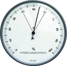 Hajszálas higrométer, páratartalom mérő, ezüst, ø 103 x 35 mm