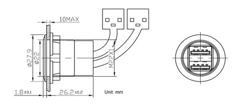 Beépíthető USB aljzat, 2x USB 2.0 aljzat A, 2x USB 2.0 dugó A, ezüst/fekete, Tru Components USB-06 2. kép