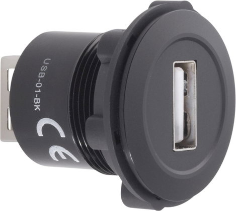 Beépíthető USB aljzat, USB 2.0 aljzat A, USB 2.0 aljzat A, Tru Components USB-01-BK