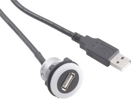 Beépíthető USB aljzat, USB 2.0 aljzat A, USB 2.0 dugó A, Tru Components USB-05-BK 1229321
