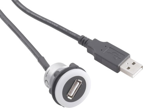 Beépíthető USB aljzat, USB 2.0 aljzat A, USB 2.0 dugó A, Tru Components USB-05-BK 1229321