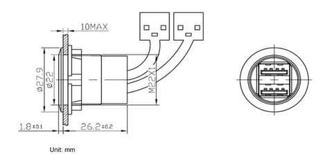 Beépíthető USB aljzat, 2x USB 2.0 aljzat A, 2x USB 2.0 dugó A, fekete, Tru Components USB-06-BK 2. kép