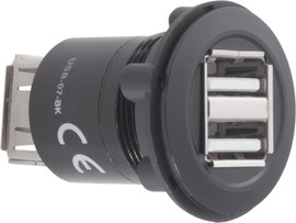 Beépíthető USB aljzat, 2x USB 2.0 aljzat A, 2x USB 2.0 aljzat A, Tru Components USB-07-BK