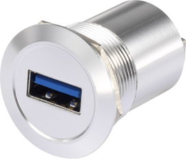 Beépíthető USB aljzat, USB 3.0 aljzat A, USB 3.0 aljzat A, ezüst, Tru Components