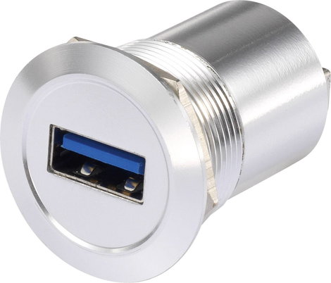 Beépíthető USB aljzat, USB 3.0 aljzat A, USB 3.0 aljzat A, ezüst, Tru Components