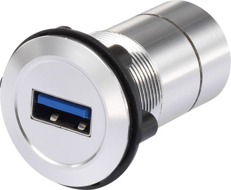 Beépíthető USB aljzat, USB 3.0 aljzat A, USB 3.0 aljzat B, ezüst, Tru Components USB-09 1243947