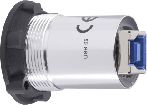 Beépíthető USB aljzat, USB 3.0 aljzat A, USB 3.0 aljzat B, ezüst, Tru Components USB-09 1243947 2. kép