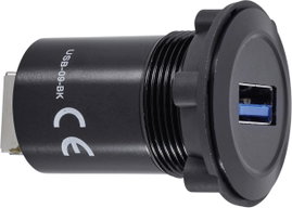 Beépíthető USB aljzat, USB 3.0 aljzat A, USB 3.0 aljzat B, fekete, Tru Components USB-09-BK