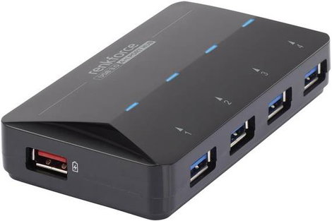 4+1 portos USB hub, gyorstöltő porttal, LED-es, Renkforce 4. kép