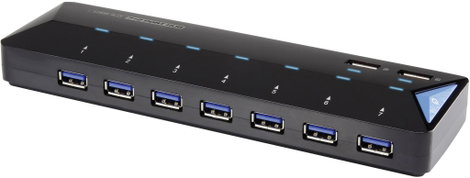 7+2 portos USB hub, gyorstöltő porttal, LED-es, Renkforce 5. kép