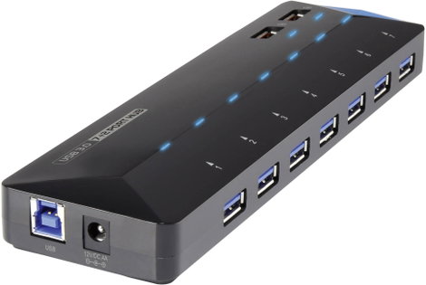7+2 portos USB hub, gyorstöltő porttal, LED-es, Renkforce 6. kép
