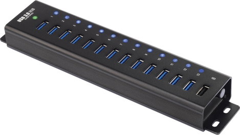 13+1 portos USB hub, alumínium, gyorstöltővel, falra szerelhető, Renkforce RF-3897144 5. kép