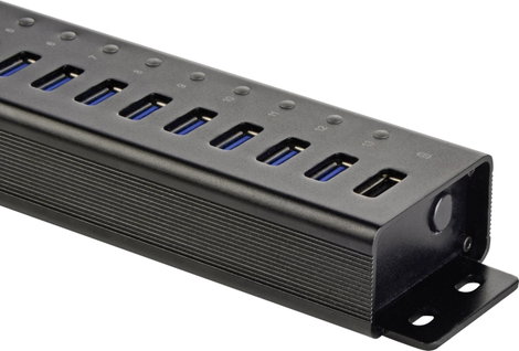 13+1 portos USB hub, alumínium, gyorstöltővel, falra szerelhető, Renkforce RF-3897144 6. kép