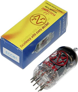 Elektroncső ECC 81 = 12 AT 7, pólusszám 9, novál foglalat, HF kettős trióda