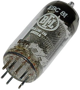Elektroncső EBC 81 = 6 BD 7 A, pólusszám 9, novál foglalat, Kettős dióda - trióda