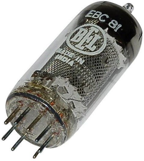 Elektroncső EBC 81 = 6 BD 7 A, pólusszám 9, novál foglalat, Kettős dióda - trióda